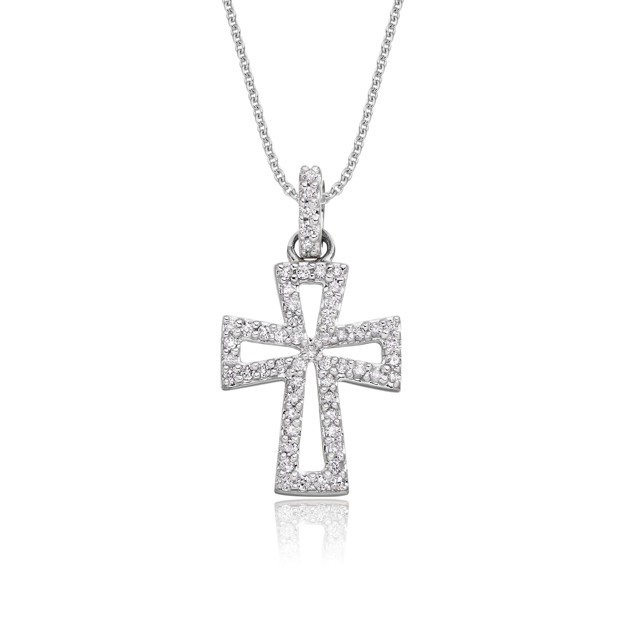 Cross pendant 0.15ct diamonds in 9K white gold