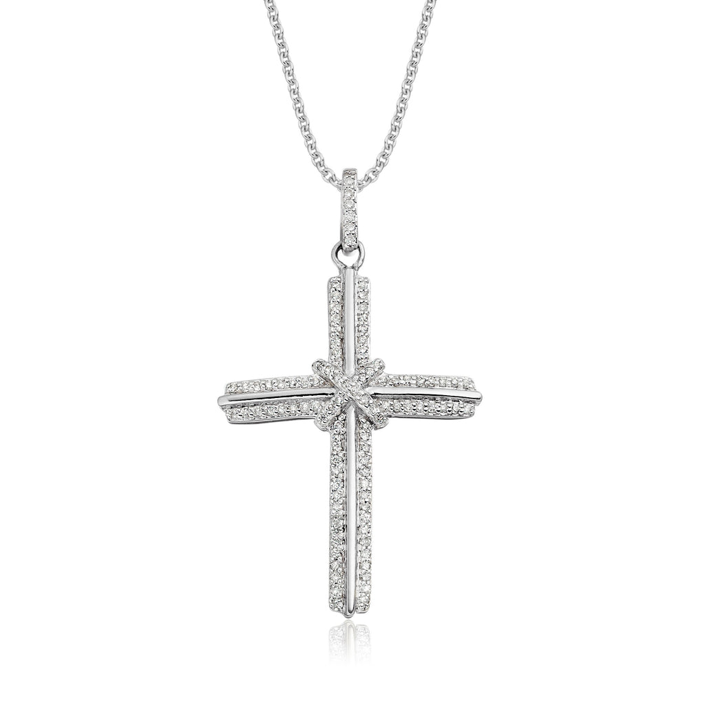 Elevation cross pendant 0.30ct diamonds in 18K white gold