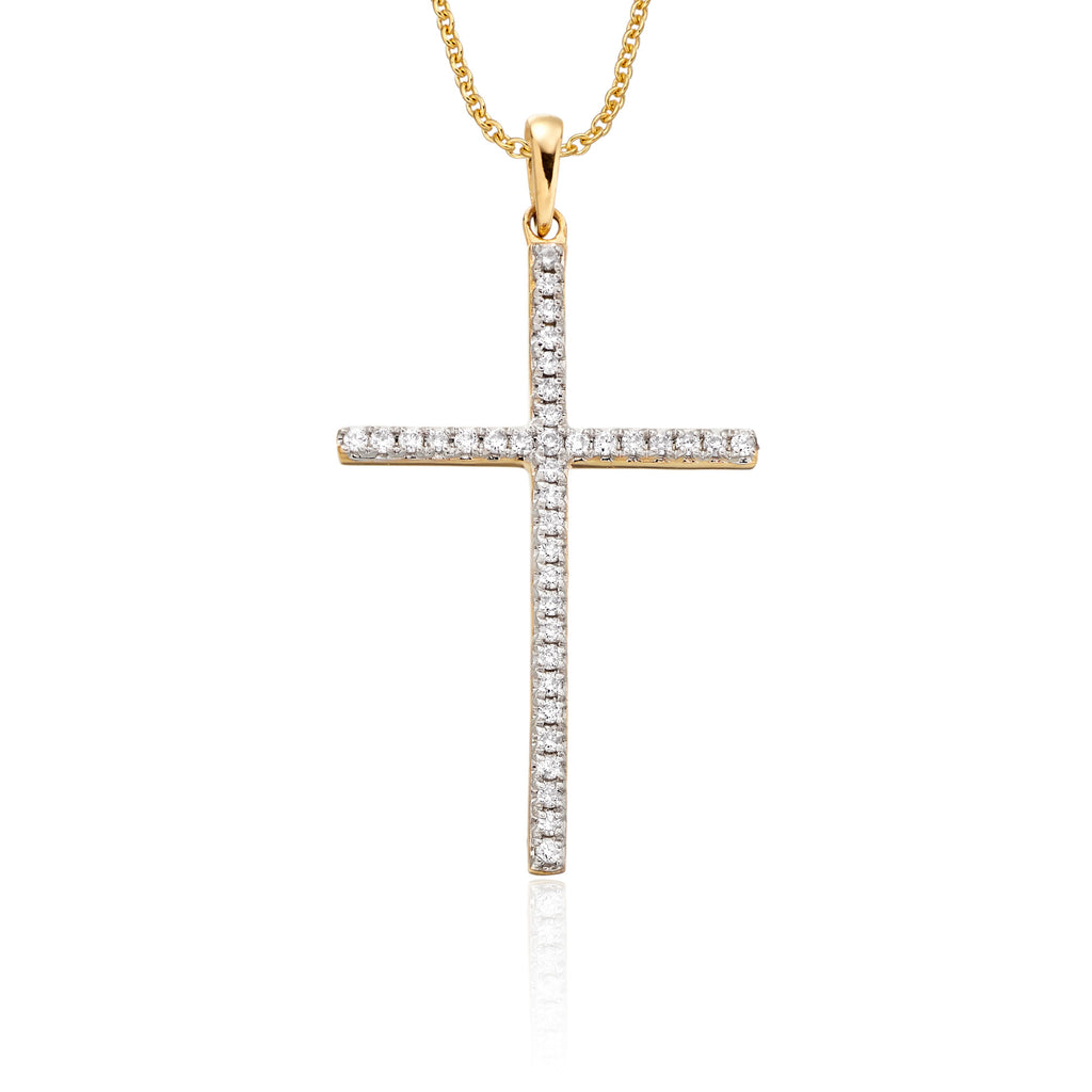 Cross pendant 0.30ct diamonds in 9K yellow gold