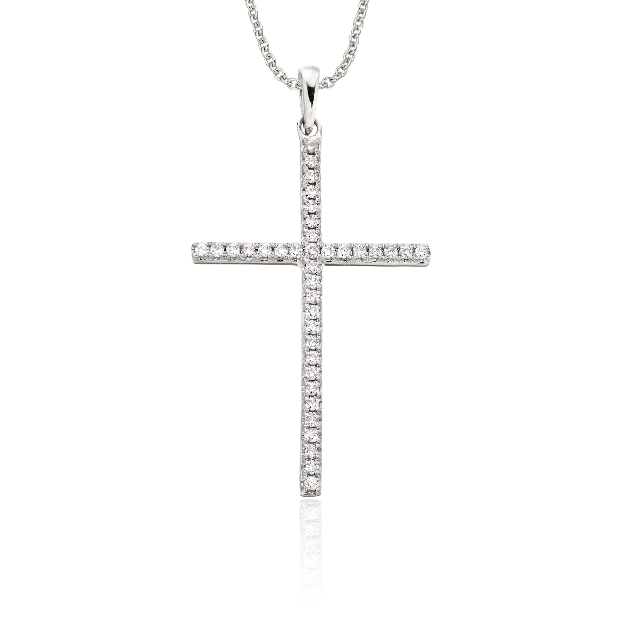 Diamond Cross pendant 0.30ct diamonds in 18K white gold
