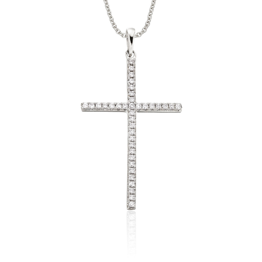 Diamond Cross pendant 0.30ct diamonds in 9K white gold