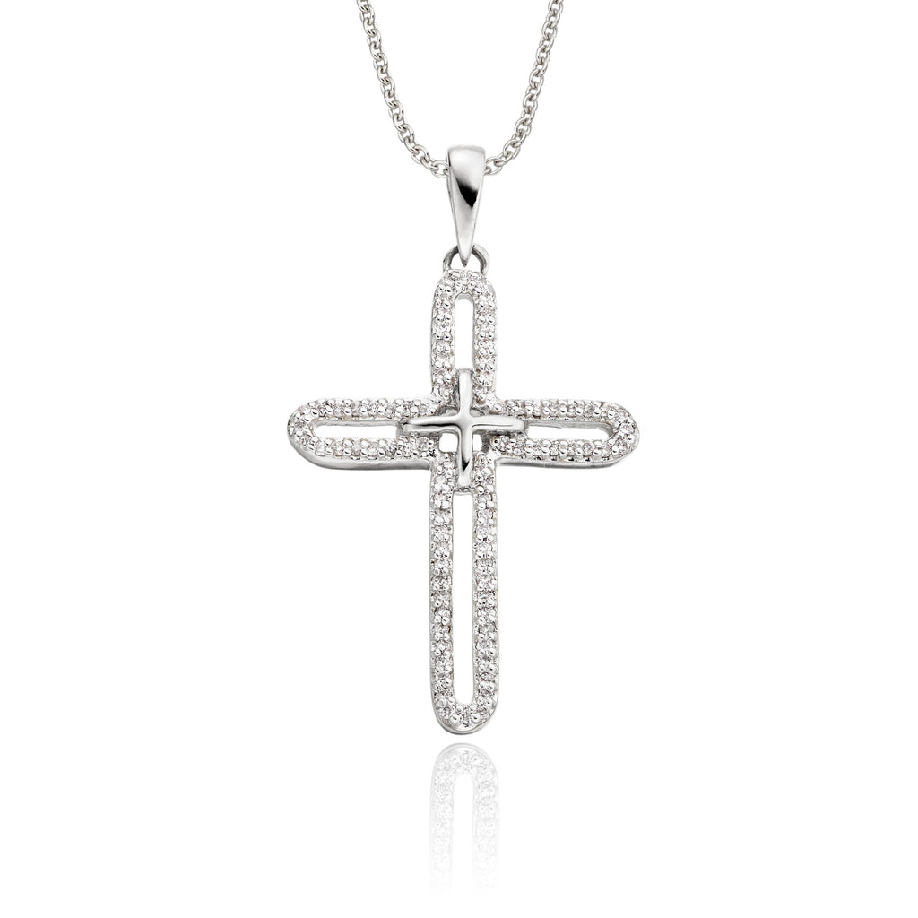 Eternity Diamond Cross Pendant 0.25ct In18K White Gold