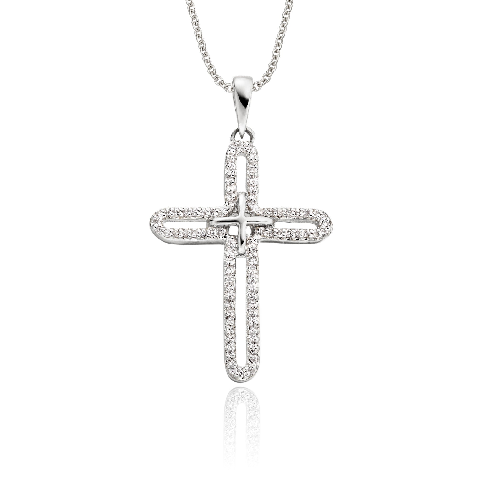 Eternity cross pendant 0.25ct diamonds in 9K white gold