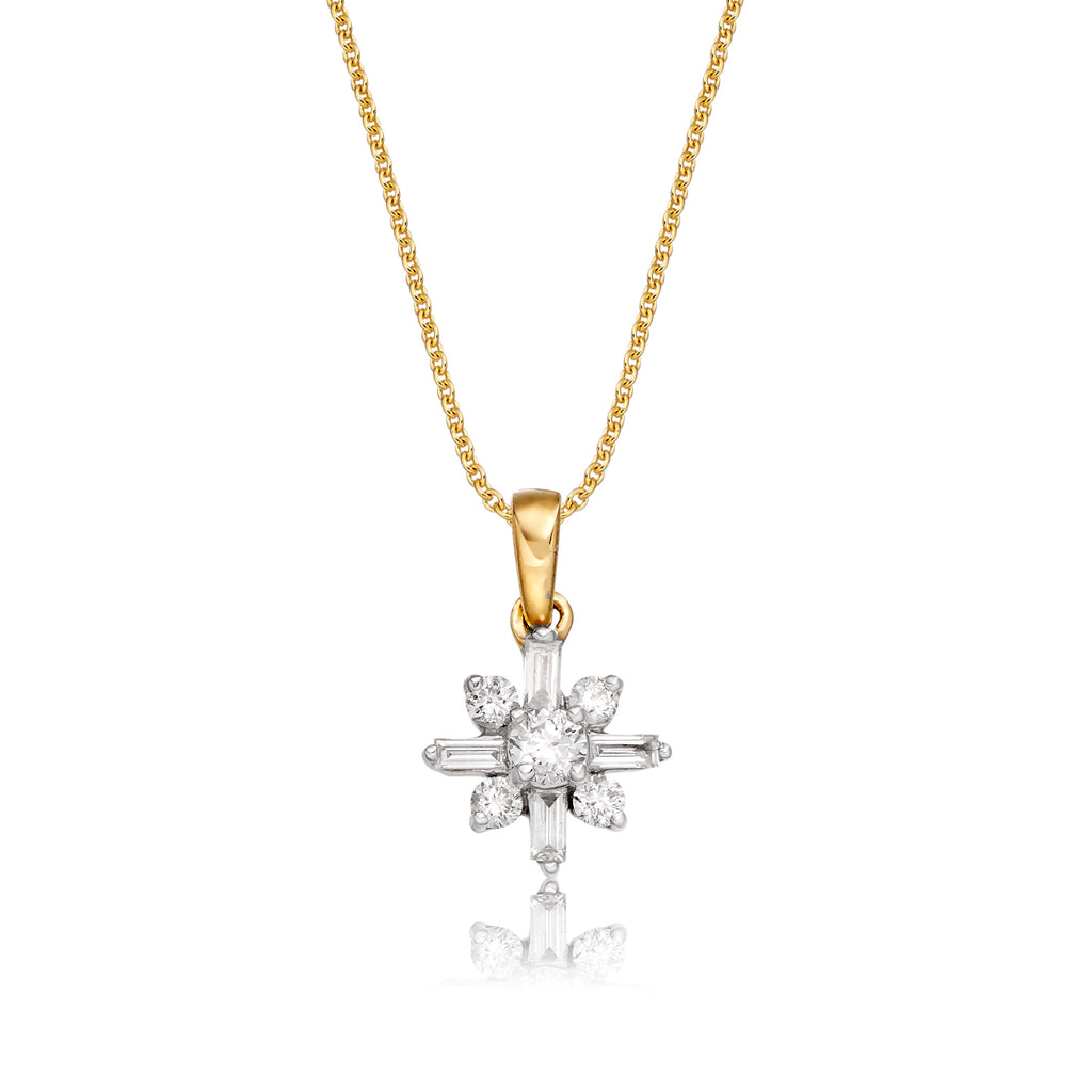Jasmine 0.25ct cluster diamond pendant in 9K yellow gold