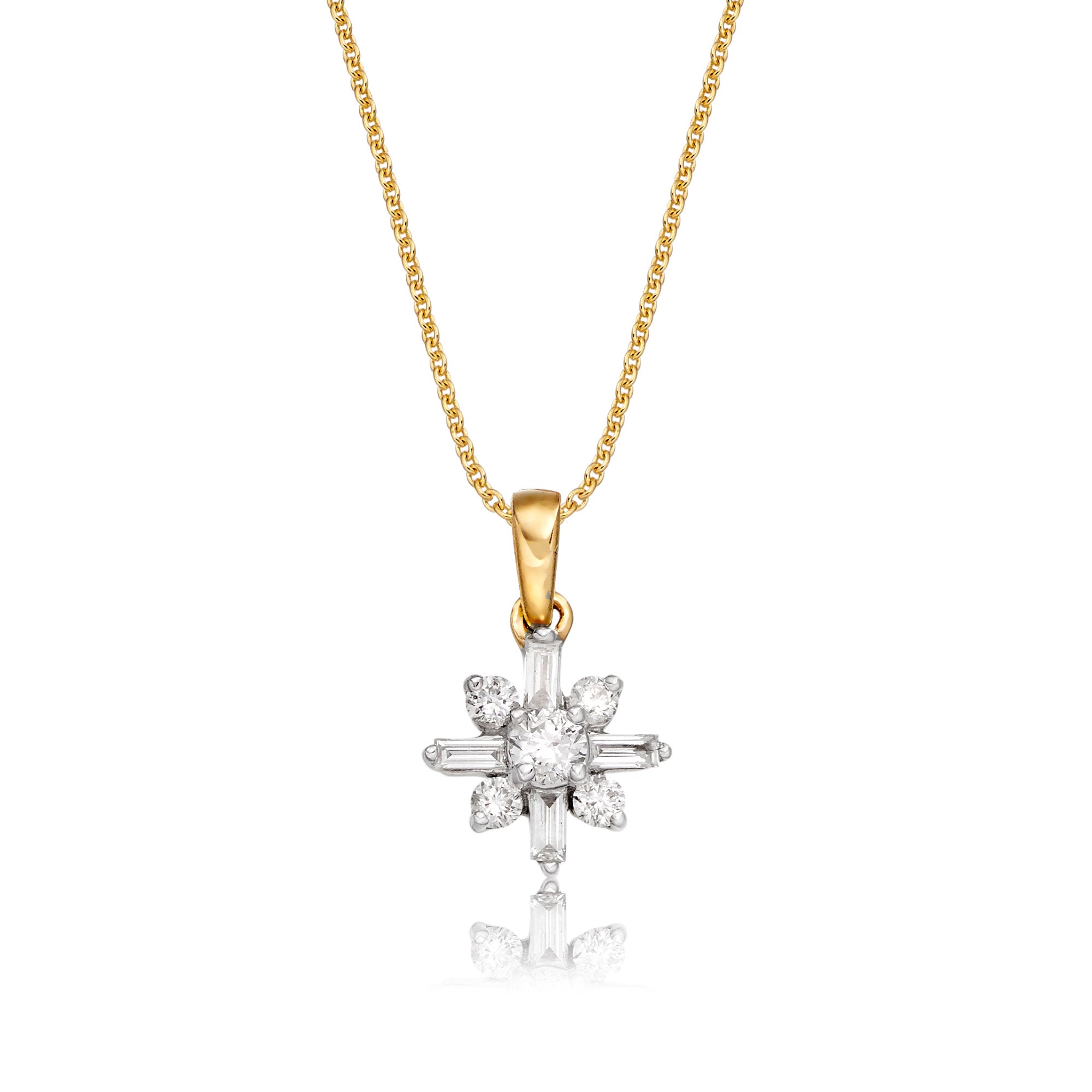 Jasmine 0.25ct cluster diamond pendant in 9K yellow gold