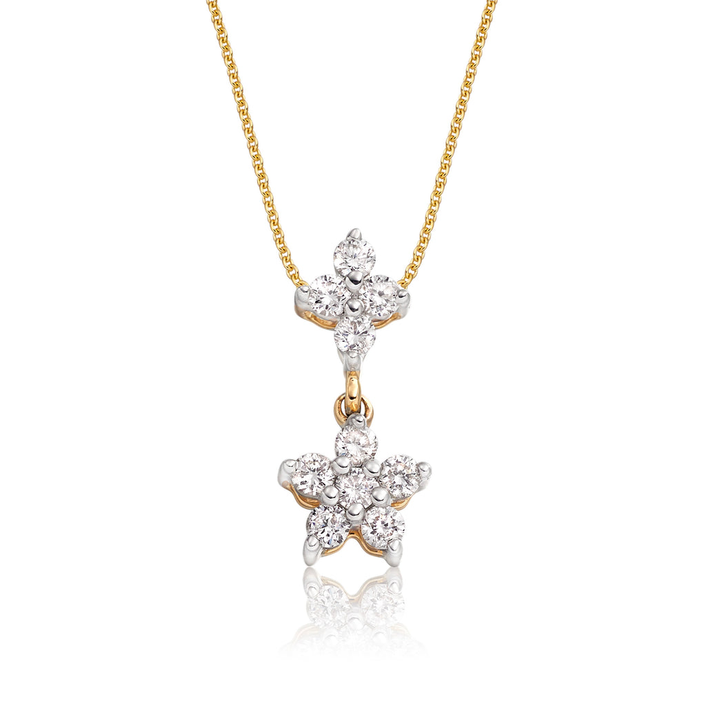 Flower drop 0.30ct diamond pendant in 9K yellow gold