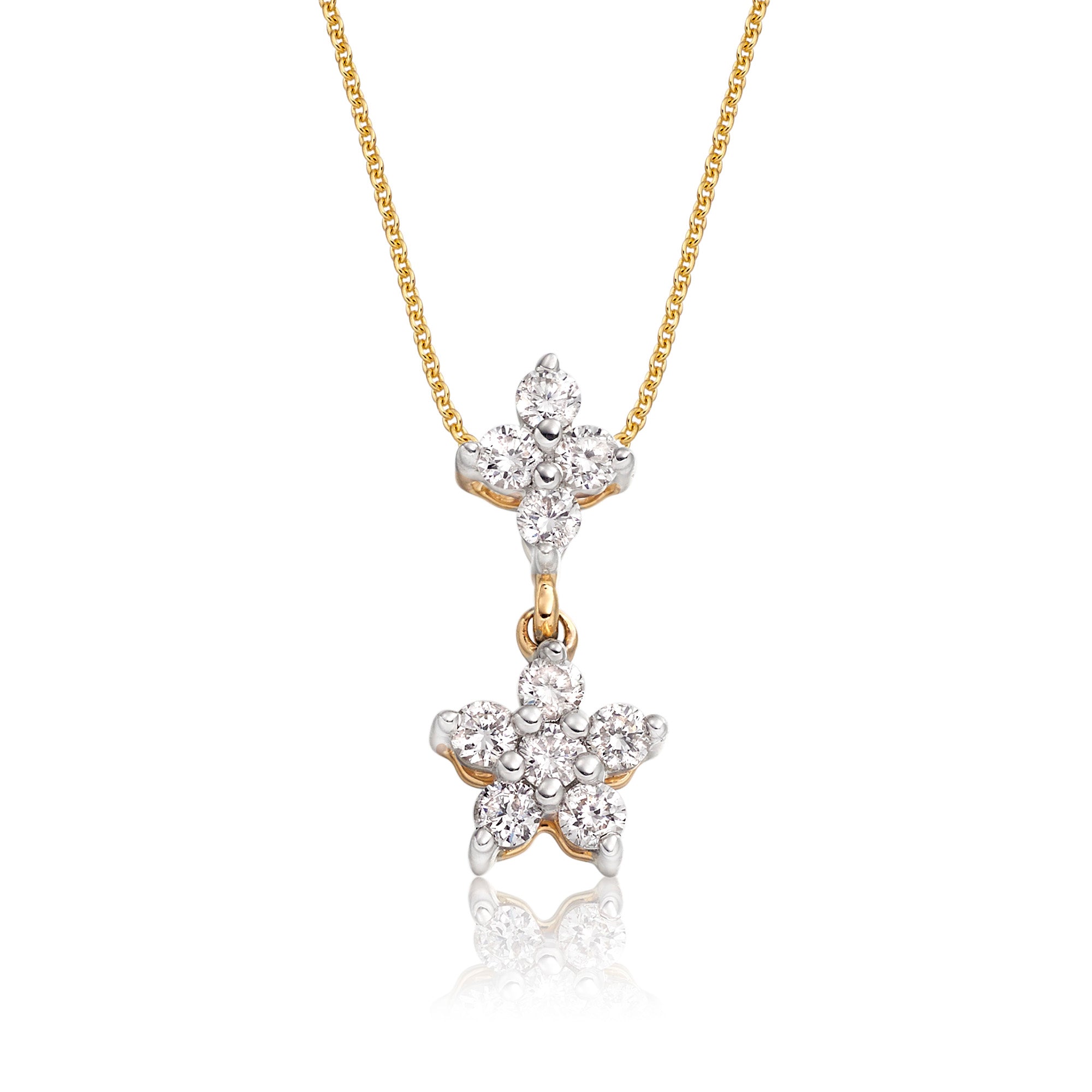 Flower drop 0.30ct diamond pendant in 9K yellow gold