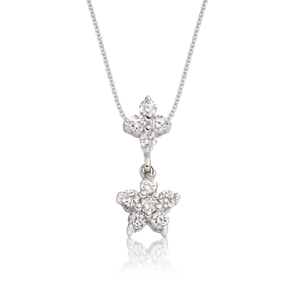 Flower drop 0.30ct diamond pendant in 18K white gold