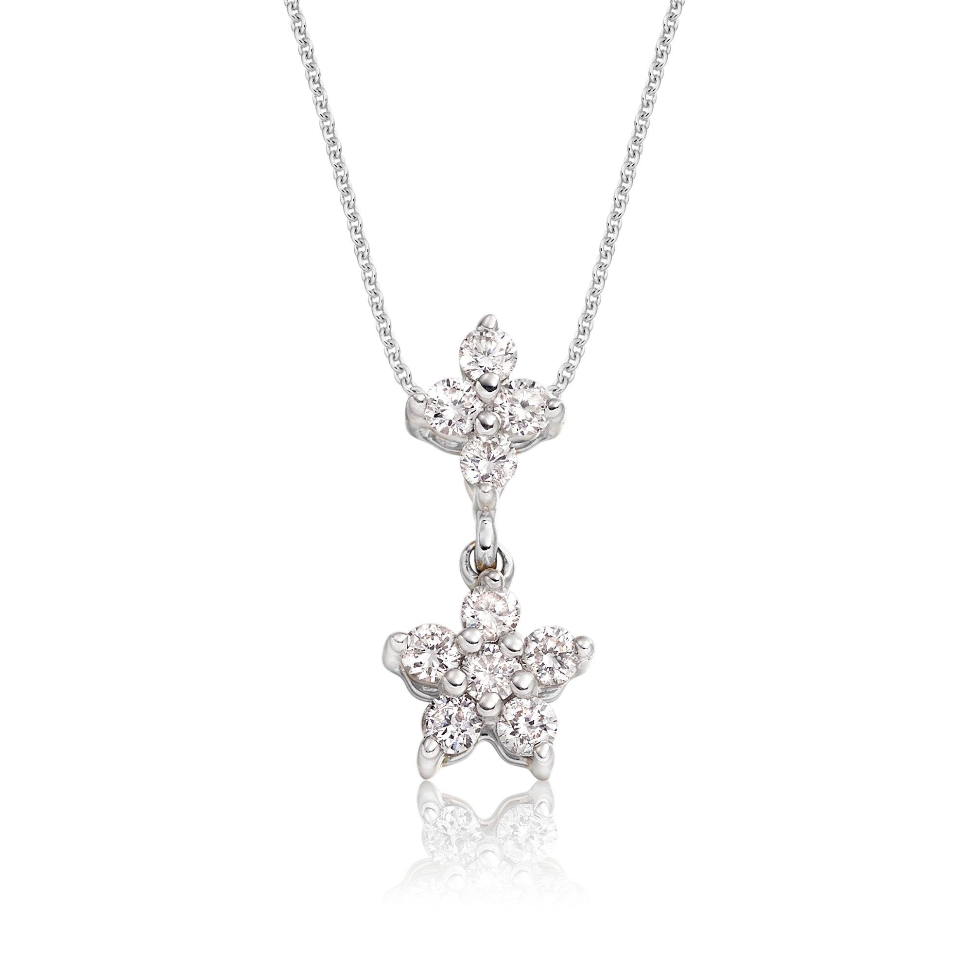 Flower drop 0.30ct diamond pendant in 18K white gold