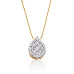 Pear shape 0.25ct cluster diamond pendant in 9K yellow gold