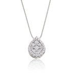 Pear shape 0.25ct cluster diamond pendant in 18K white gold