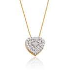 Heart cluster 0.25ct diamond pendant in 9K yellow gold