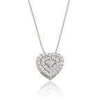 Heart cluster 0.25ct diamond pendant in 18K white gold