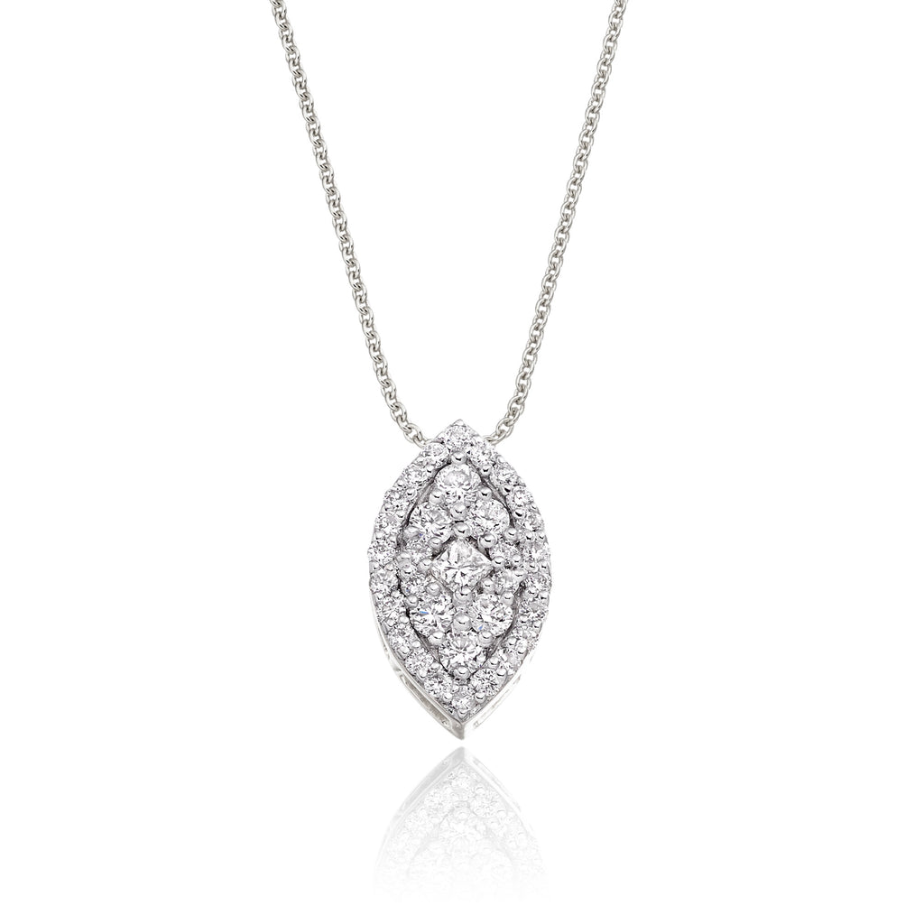 Marquise shape 0.30ct cluster diamond pendant in 18K white gold