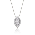 Marquise shape 0.30ct cluster diamond pendant in 9K white gold