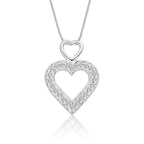 Double heart 0.25ct diamond pendant in 18K white gold