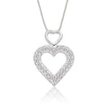Double heart 0.25ct diamond pendant in 9K white gold