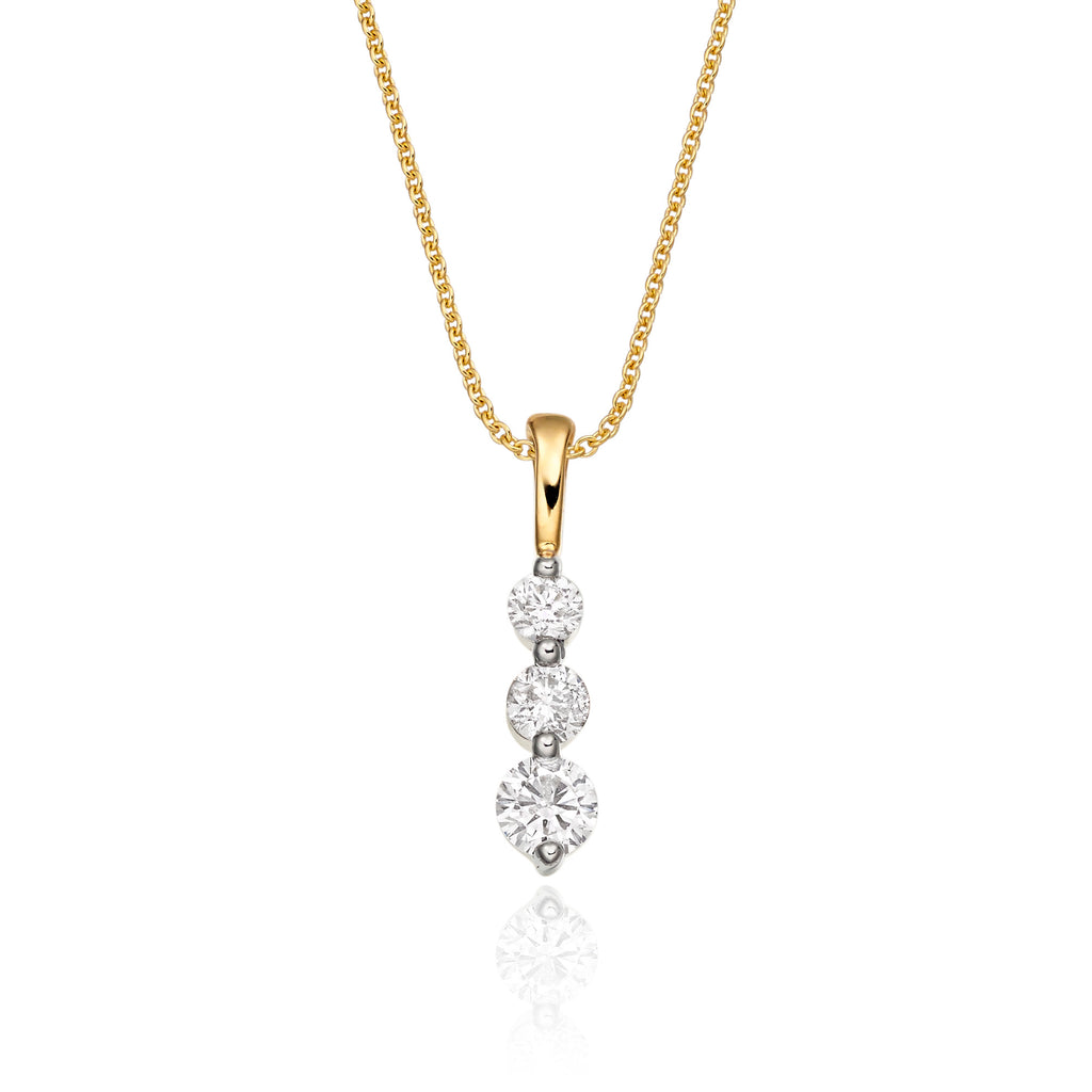 Trilogy 0.30ct diamond pendant in 9K yellow gold