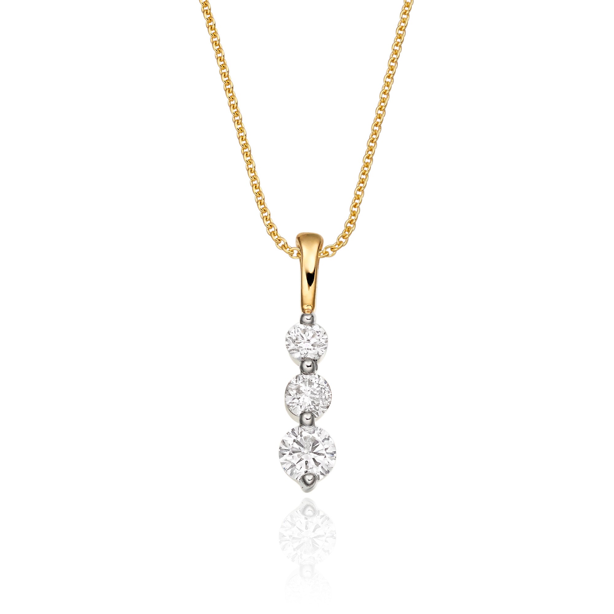 Trilogy 0.30ct diamond pendant in 9K yellow gold