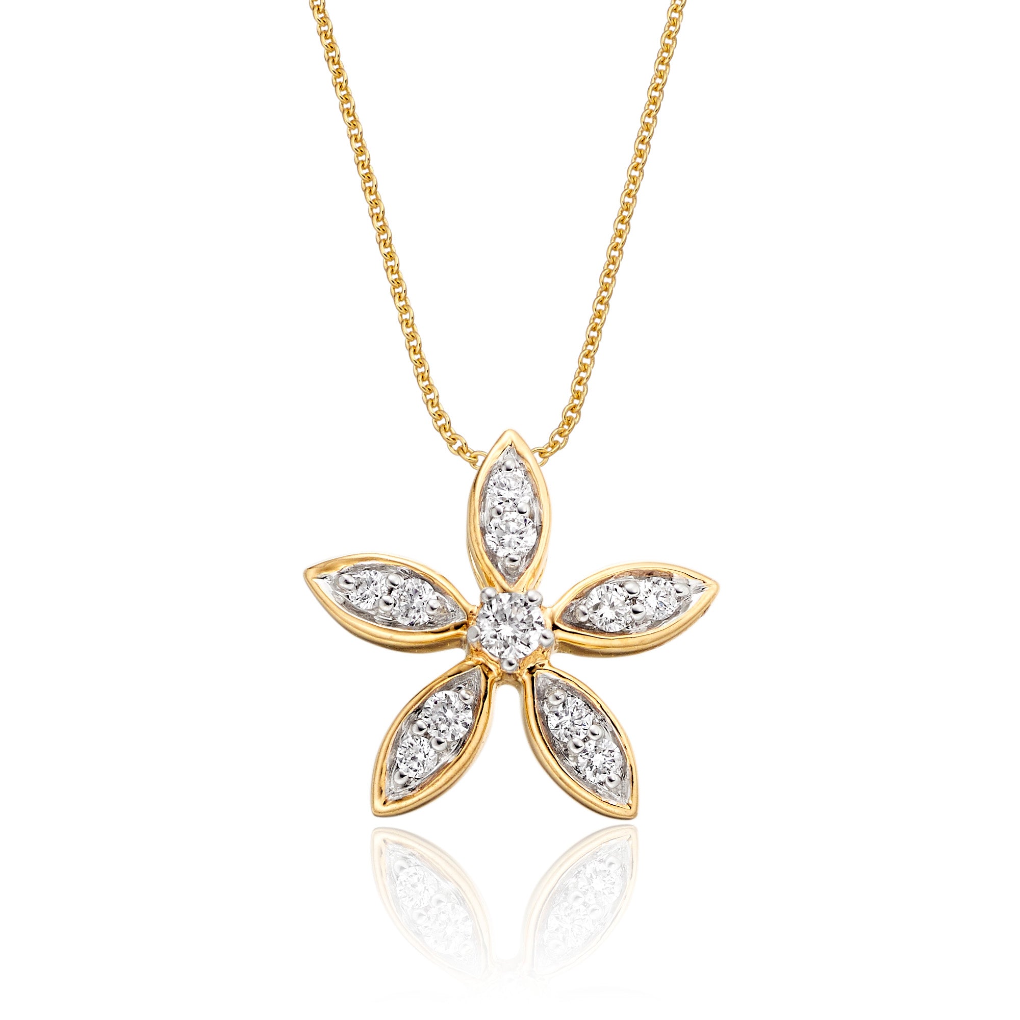 Buttercup 0.25ct cluster diamond pendant in 9K yellow gold
