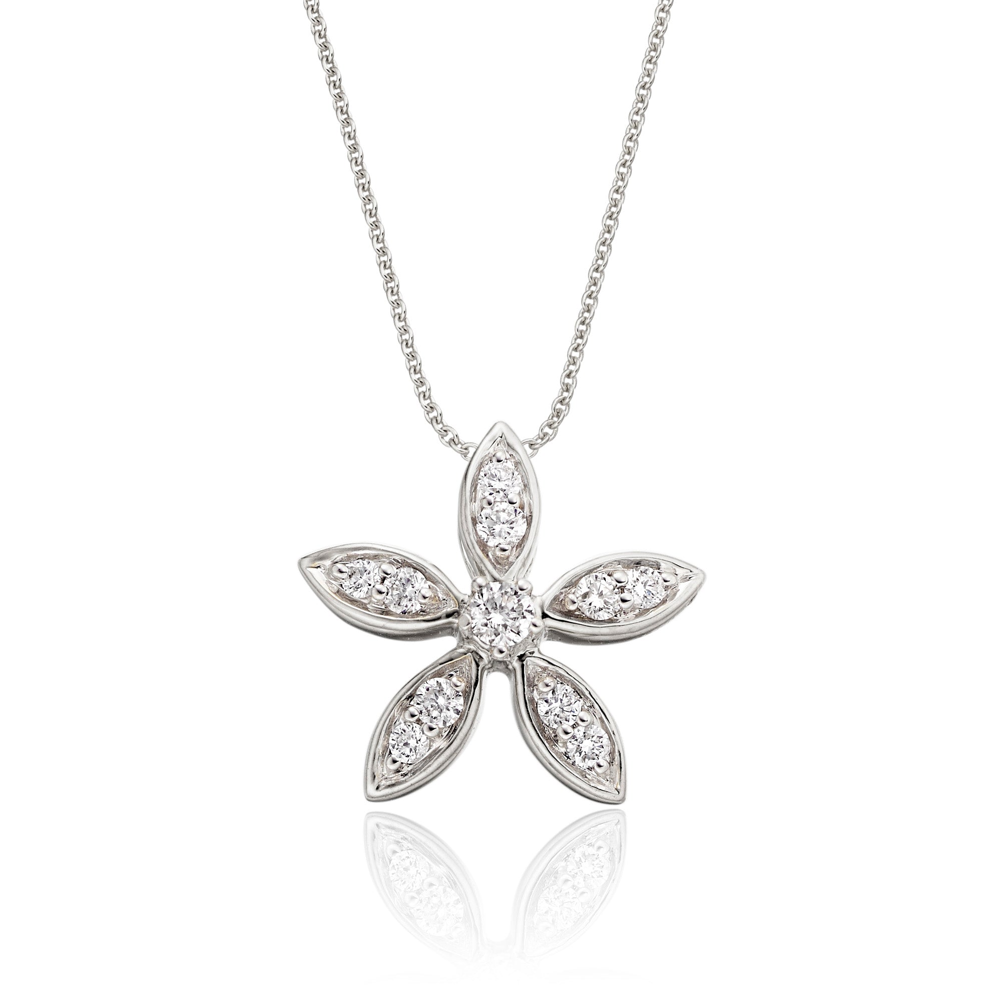 Buttercup 0.25ct cluster diamond pendant in 18K white gold