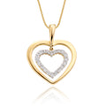 Twin heart 0.23ct diamond pendant in 9K yellow gold