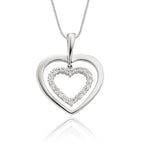 Twin heart 0.23ct diamond pendant in 9K white gold