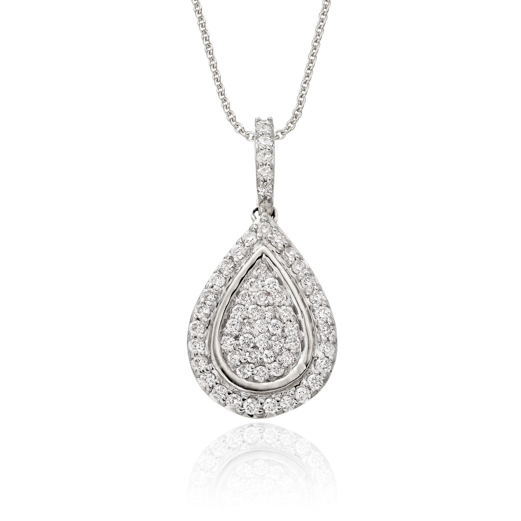 Pear drop 0.35ct diamond pendant in 18K white gold