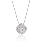 Cushion shape 0.25ct cluster diamond pendant in 9K white gold