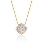 Cushion shape 0.25ct cluster diamond pendant in 9K yellow gold