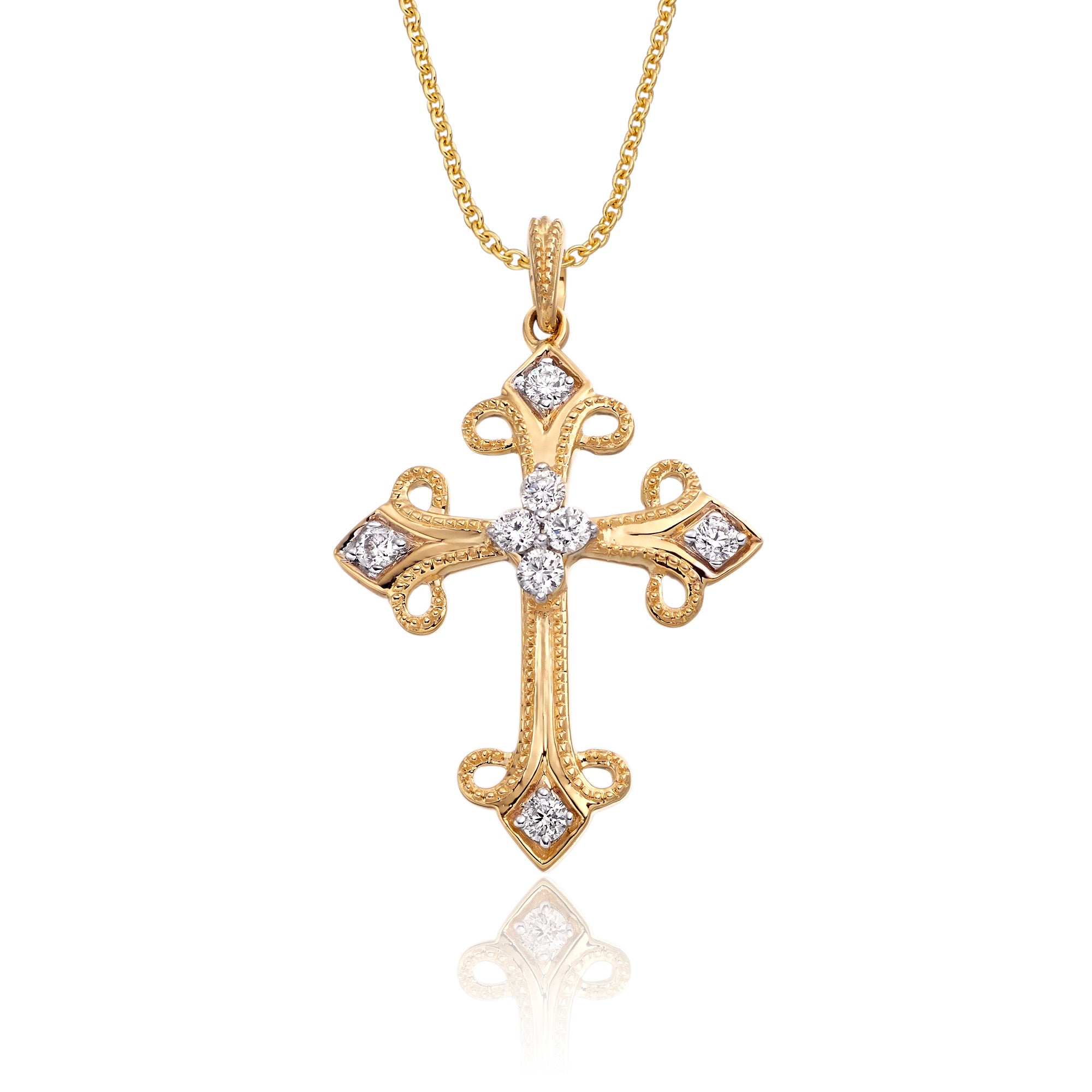 Cross pendant 0.25ct diamonds in 9K yellow gold