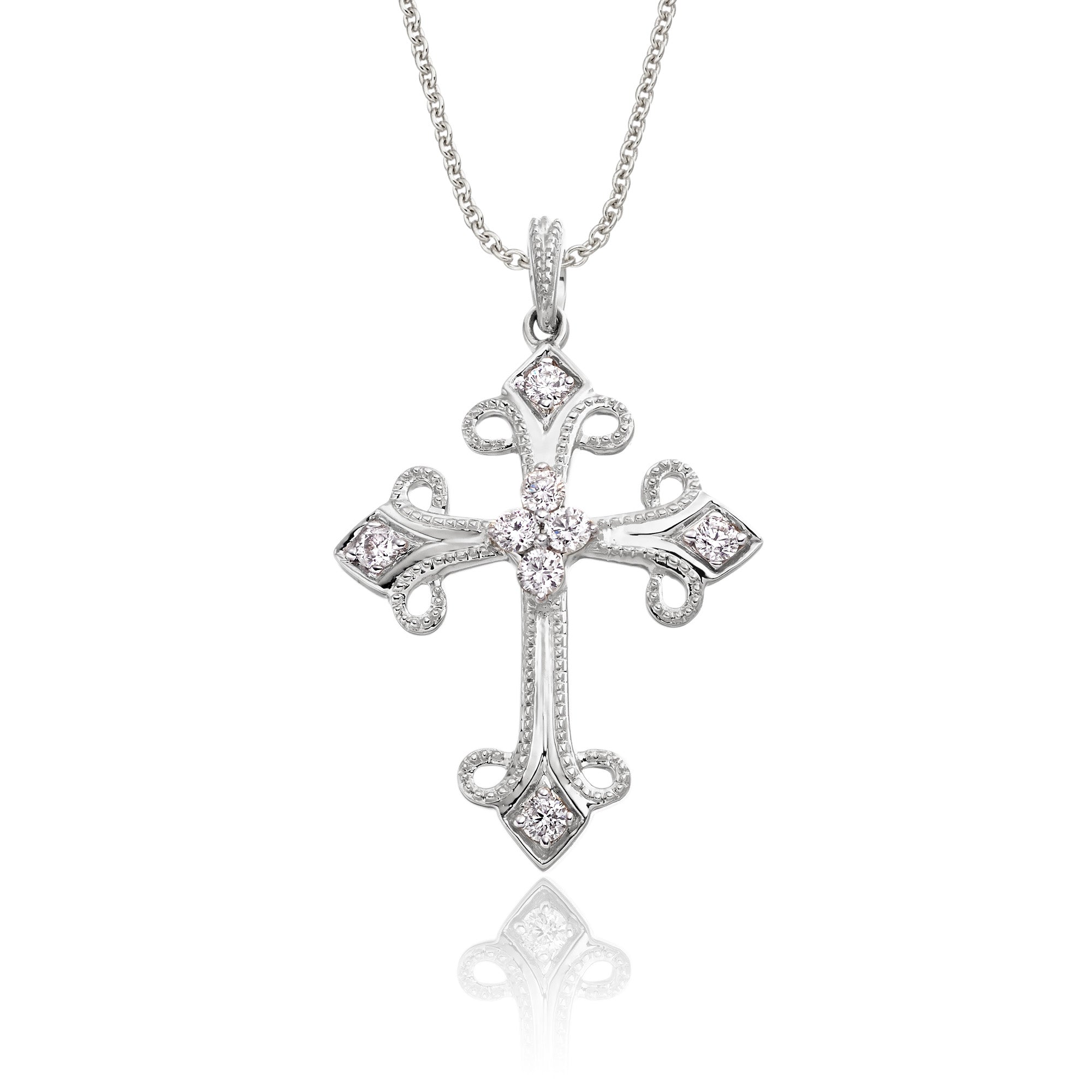 Diamond Cross Pendant 0.25ct In 18K White Gold