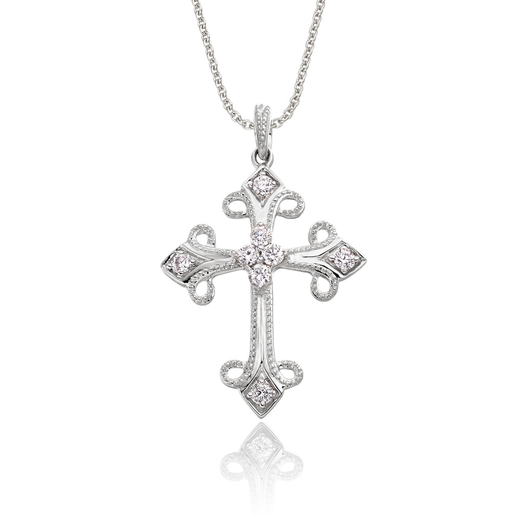 Cross pendant 0.25ct diamonds in 9K white gold