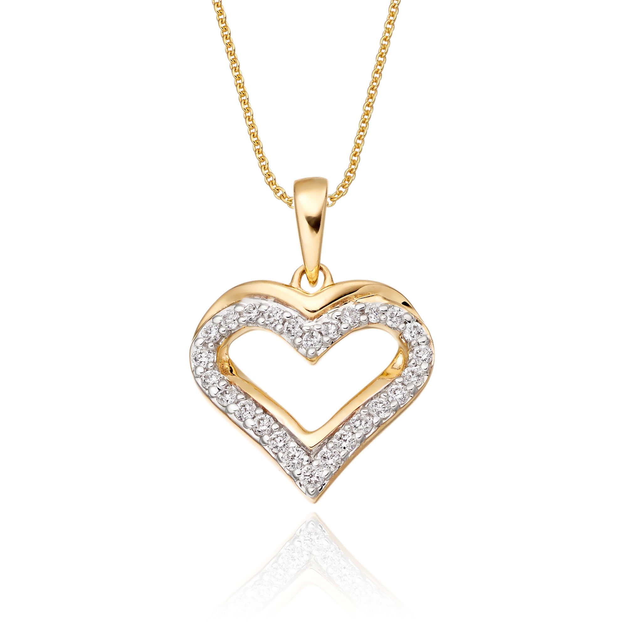 Classic heart 0.25ct diamond pendant in 9K yellow gold