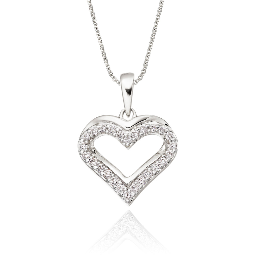 Classic heart 0.25ct diamond pendant in 9K white gold