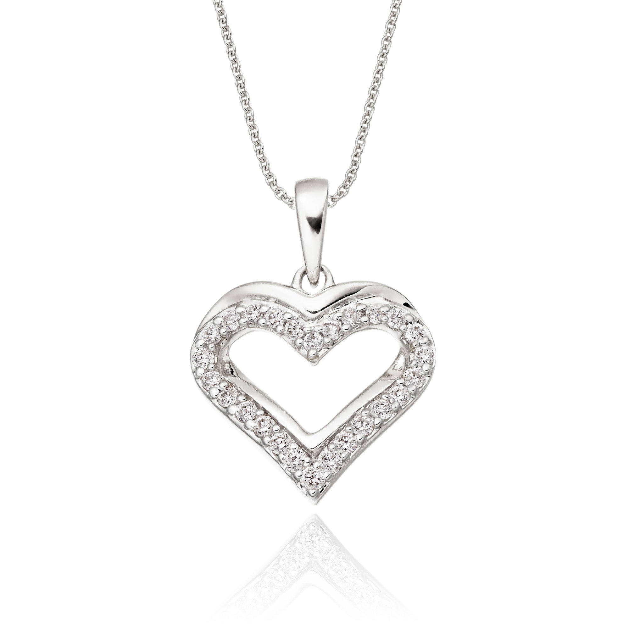 Classic heart 0.25ct diamond pendant in 9K white gold