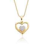 Heart shape 0.05ct diamond pendant in 9K yellow gold