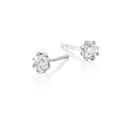 Solitaire 0.35ct 8 claw round diamond studs in 9K white gold
