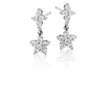 Flower drop 0.50ct diamond earrings in 18K white gold