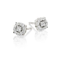 Halo style 0.30ct cluster diamond studs in 9K white gold