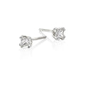Solitaire 0.25ct double claw princess diamond studs in 18K white gold