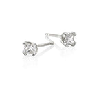 Solitaire 0.25ct double claw princess diamond studs in 18K white gold