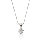 Solitaire 0.20ct 6 claw round diamond twirl pendant in 18K white gold