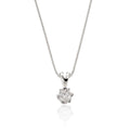 Solitaire 0.20ct 6 claw round diamond twirl pendant in 9K white gold
