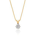 Solitaire 0.20ct 8 claw round diamond pendant in 9K yellow gold