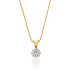 Solitaire 0.20ct 8 claw round diamond pendant in 9K yellow gold