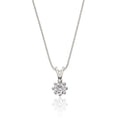 Solitaire 0.20ct 8 claw round diamond pendant in 9K white gold