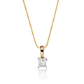Solitaire 0.20ct 4 claw princess diamond pendant in 9K yellow gold