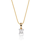 Solitaire 0.20ct 4 claw princess diamond pendant in 9K yellow gold