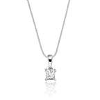 Solitaire 0.20ct 4 claw princess diamond pendant in 9K white gold